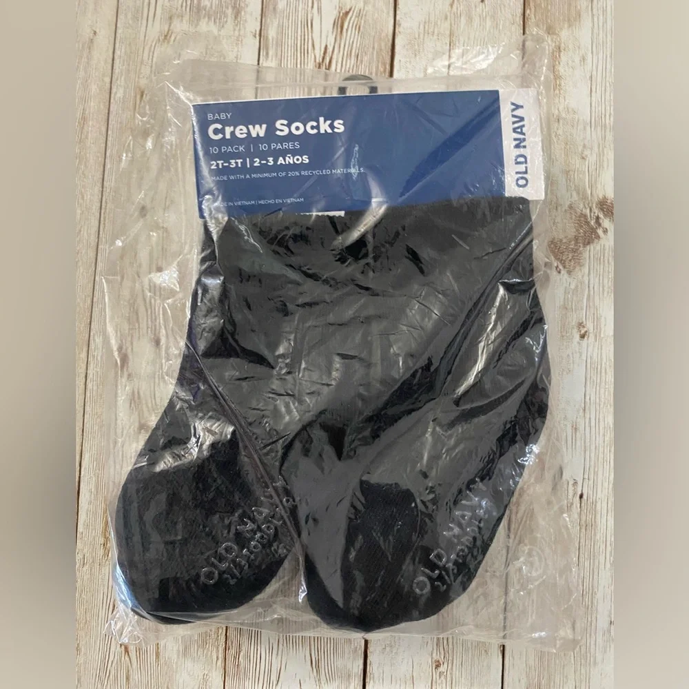 🆕 10-Pack Old Navy Toddler Unisex Crew Socks Essentials 2T/3T